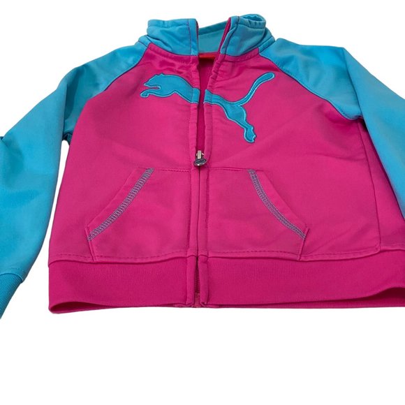 (4-124) Puma Sport Life Style Hot Pink and Blue Zipper Track Sweater - Picture 7 of 13